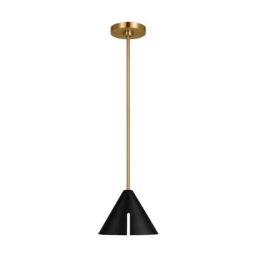 Cambre LED Pendant in Midnight Black and Burnished Brass by Visual Comfort Studio