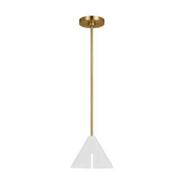 Cambre LED Pendant in Matte White and Burnished Brass by Visual Comfort Studio