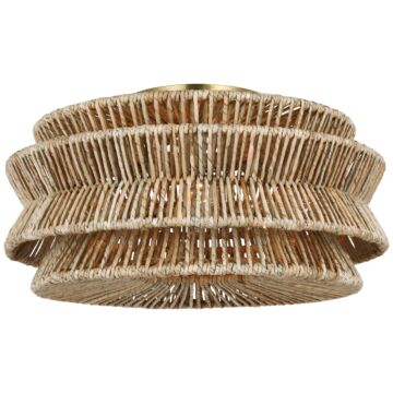 Antigua LED Semi-Flush Mount in Antique-Burnished Brass and Natural Abaca by Visual Comfort Signature