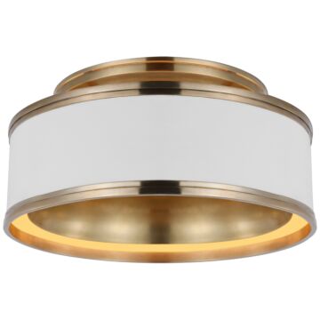 Connery LED Flush Mount in Matte White and Antique-Burnished Brass by Visual Comfort Signature