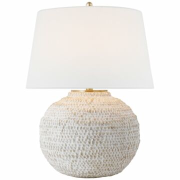 Avedon LED Table Lamp in Plaster White Rattan by Visual Comfort Signature