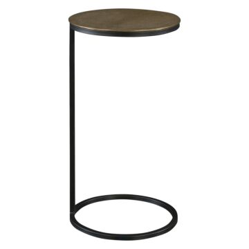 Brunei Accent Drink Table in Aged Black Iron by Uttermost