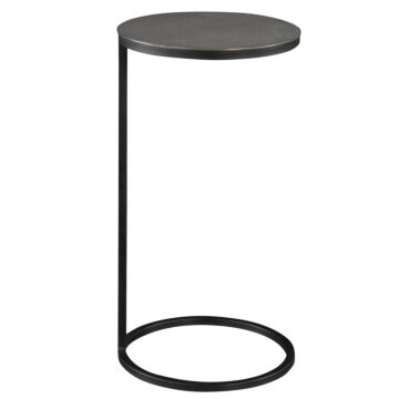 Brunei Accent Drink Table in Aged Black Iron by Uttermost