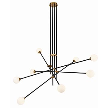 Cosmet  Chandelier in Coal And Aged Brass by George Kovacs
