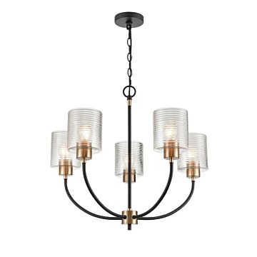 Renitta Five Light Chandelier in Matte Black Modern Gold by Millennium