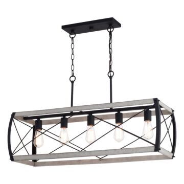 Montclare 5-Light Linear Chandelier in Textured Black and White Ash