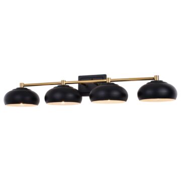 Belmont 4-Light Bathroom Vanity Light in Matte Black and Satin Brass