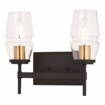 Warren 2-Light Bathroom Vanity Light in Matte Black and Brushed Brass