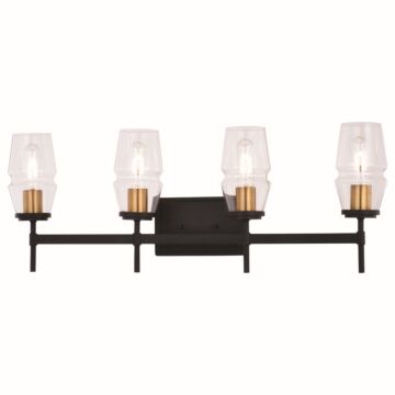 Warren 4-Light Bathroom Vanity Light in Matte Black and Brushed Brass