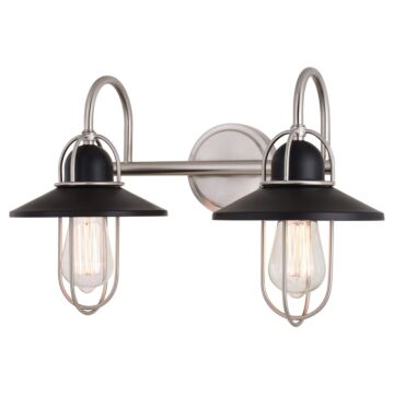 Galena 2-Light Bathroom Vanity Light in Matte Black and Satin Nickel