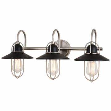 Galena 3-Light Bathroom Vanity Light in Matte Black and Satin Nickel