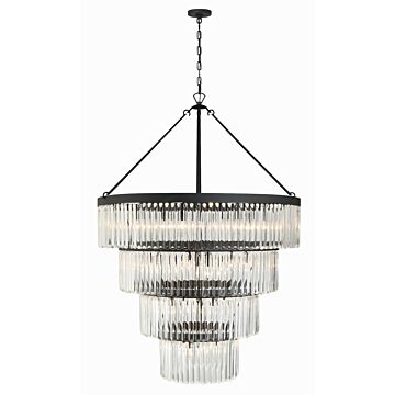Emory  Chandelier in Black Forged by Crystorama