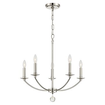 Mila Five Light Chandelier in Polished Nickel by Crystorama