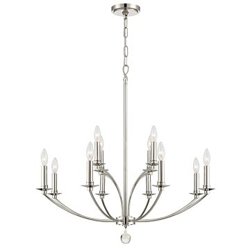 Mila 12 Light Chandelier in Polished Nickel by Crystorama