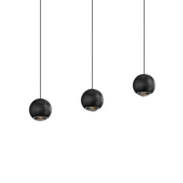 Hemisphere Three Light Linear Pendant in Textured Black by Sonneman