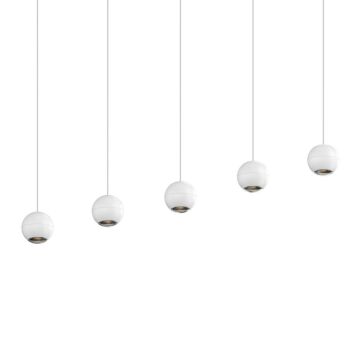 Hemisphere Five Light Linear Pendant in Textured White by Sonneman
