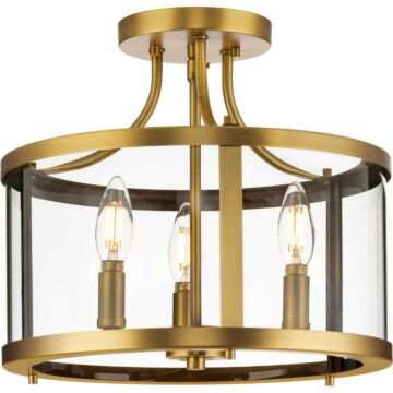 Gilliam 3-Light Semi-Flush Mount in Vintage Brass