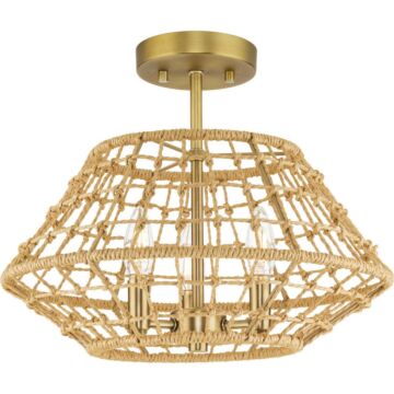 Laila 3-Light Flush Mount in Vintage Brass