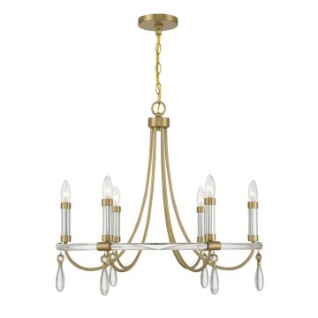 Mayfair Six Light Chandelier in Warm Brass and Chrome by Savoy House