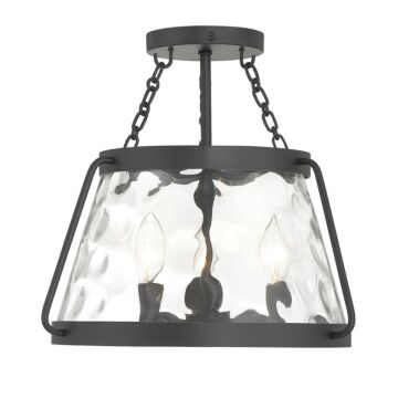 Crawford Three Light SemiFlush Mount in Matte Black by Savoy House