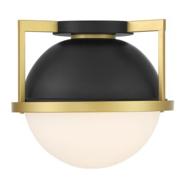 Carlysle One Light Flush Mount in Matte Blackith Warm Brass by Savoy House