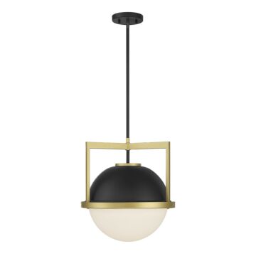 Carlysle One Light Pendant in Matte Blackith Warm Brass by Savoy House