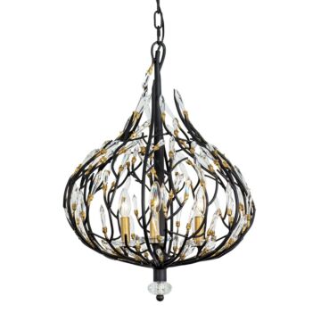 Bask Three Light Pendant in Matte BlackFrench Gold by Varaluz