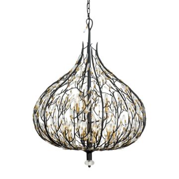 Bask Nine Light Pendant in Matte BlackFrench Gold by Varaluz