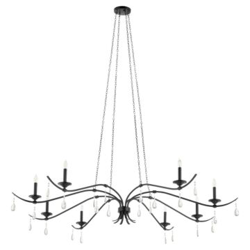 Lorelei Eight Light Chandelier in Matte Black by Quorum International