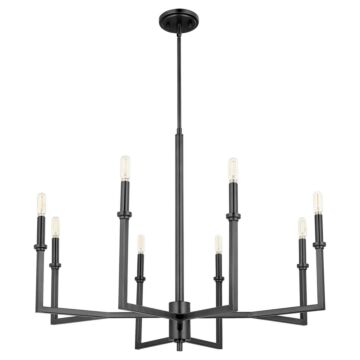 Merrick Eight Light Chandelier in Matte Black by Quorum International