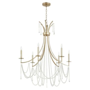 Malin Six Light Chandelier in Antique Silver by Quorum International