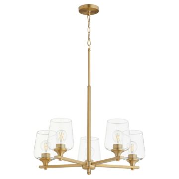 Veno Five Light Chandelier in Aged Brass by Quorum International