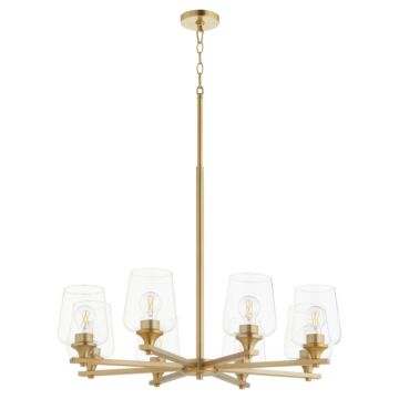 Veno Eight Light Chandelier in Aged Brass by Quorum International
