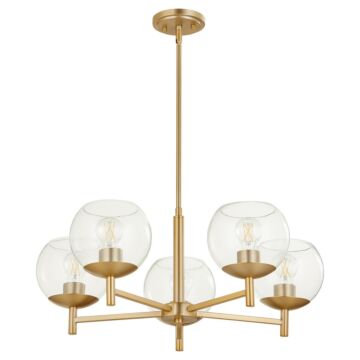 Lyon Five Light Chandelier in Aged Brass by Quorum International
