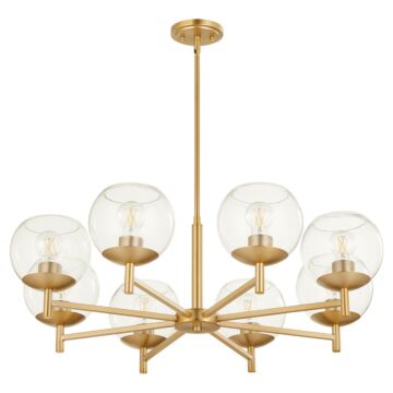 Lyon Eight Light Chandelier in Aged Brass by Quorum International