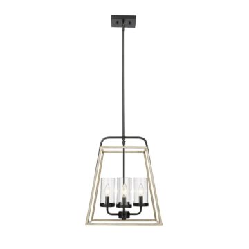 Bonnie Four Light Pendant in Matte Black Grey Wood by Millennium