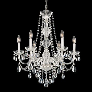 Schonbek Arlington 6 Light Chandelier in Silver with Clear Heritage Crystals