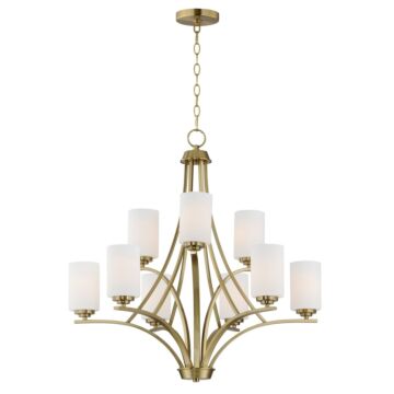 Deven Nine Light Chandelier in Satin Brass by Maxim