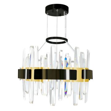 Aya LED Chandelier in Pearl Black & Titanium Gold by CWI Lighting