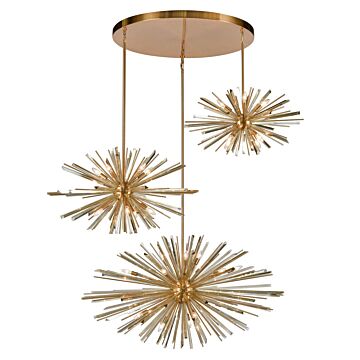 Palisades Ave. 36 Light Chandelier in Antique Brass With Champagne Glass by Avenue Lighting