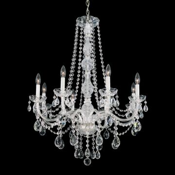 Schonbek Arlington 8 Light Chandelier in Silver with Clear Heritage Crystals