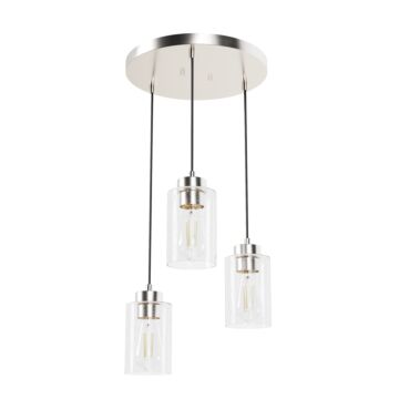 Hunter Hartland 3-Light Round Cluster in Brushed Nickel