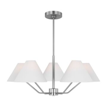Burke Five Light Chandelier in Brushed Steel by Visual Comfort Studio
