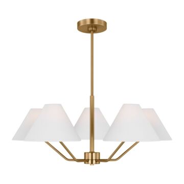 Burke Five Light Chandelier in Satin Brass by Visual Comfort Studio
