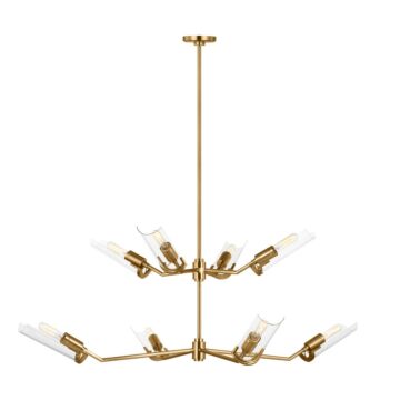 Mezzo Eight Light Chandelier in Burnished Brass by Visual Comfort Studio
