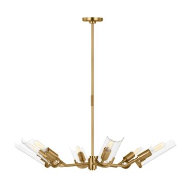 Mezzo Six Light Chandelier in Burnished Brass by Visual Comfort Studio