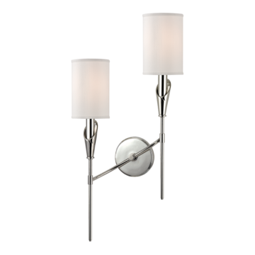 Hudson Valley Tate 2 Light 26 Inch Wall Sconce in Polished Nickel