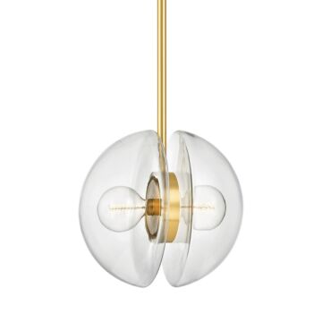 Kert Two Light Pendant in Aged Brass by Hudson Valley