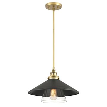 Segan  Mini Pendant in Coal & Soft Brass (Painted) by Minka-Lavery