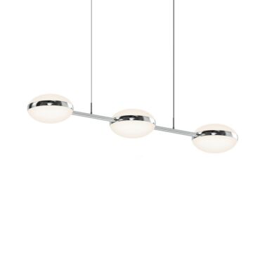 Pillows Three Light Linear Pendant in Polished Chrome by Sonneman